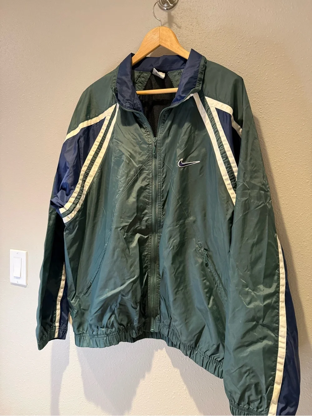 Vintage Nike Swoosh Full Zip Colorblock Windbreaker Jacket Size XL